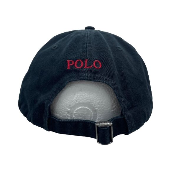 Polo Ralph Lauren Hat Cap Strapback Black Red Pony Logo Back - Picture 5 of 6
